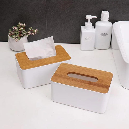 Bamboo Wood Tissue Box With Mobile Stand