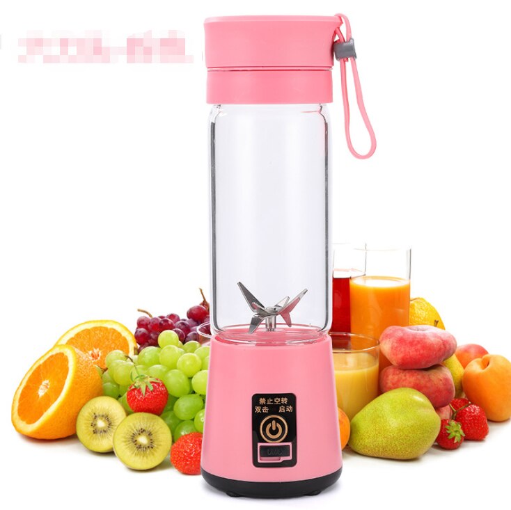 hand juicer maker fruit blender usb blender kitchen mixer kitche-6-Blade Portable Home USB Rechargeable Electric Fruit Extractor Juice Blender Machine(random color)