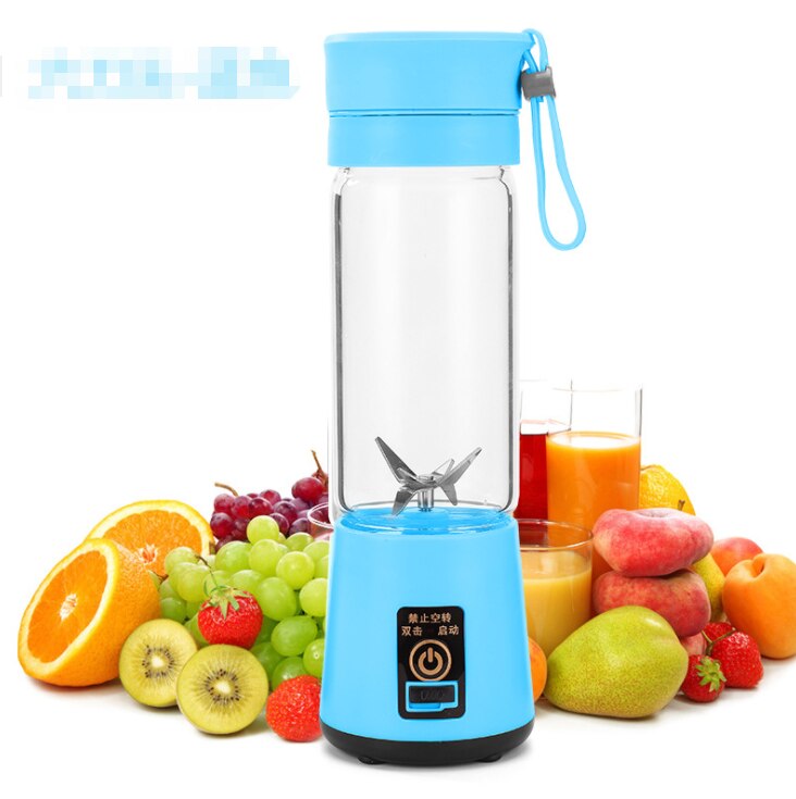 hand juicer maker fruit blender usb blender kitchen mixer kitche-6-Blade Portable Home USB Rechargeable Electric Fruit Extractor Juice Blender Machine(random color)