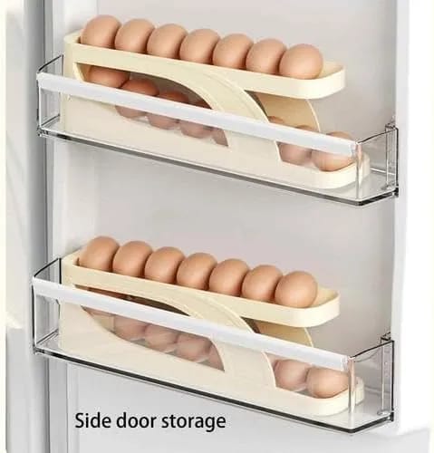2-Tier Rolling Egg Storage Rack – Space Saving Refrigerator Egg Holder (15 Eggs Capacity)