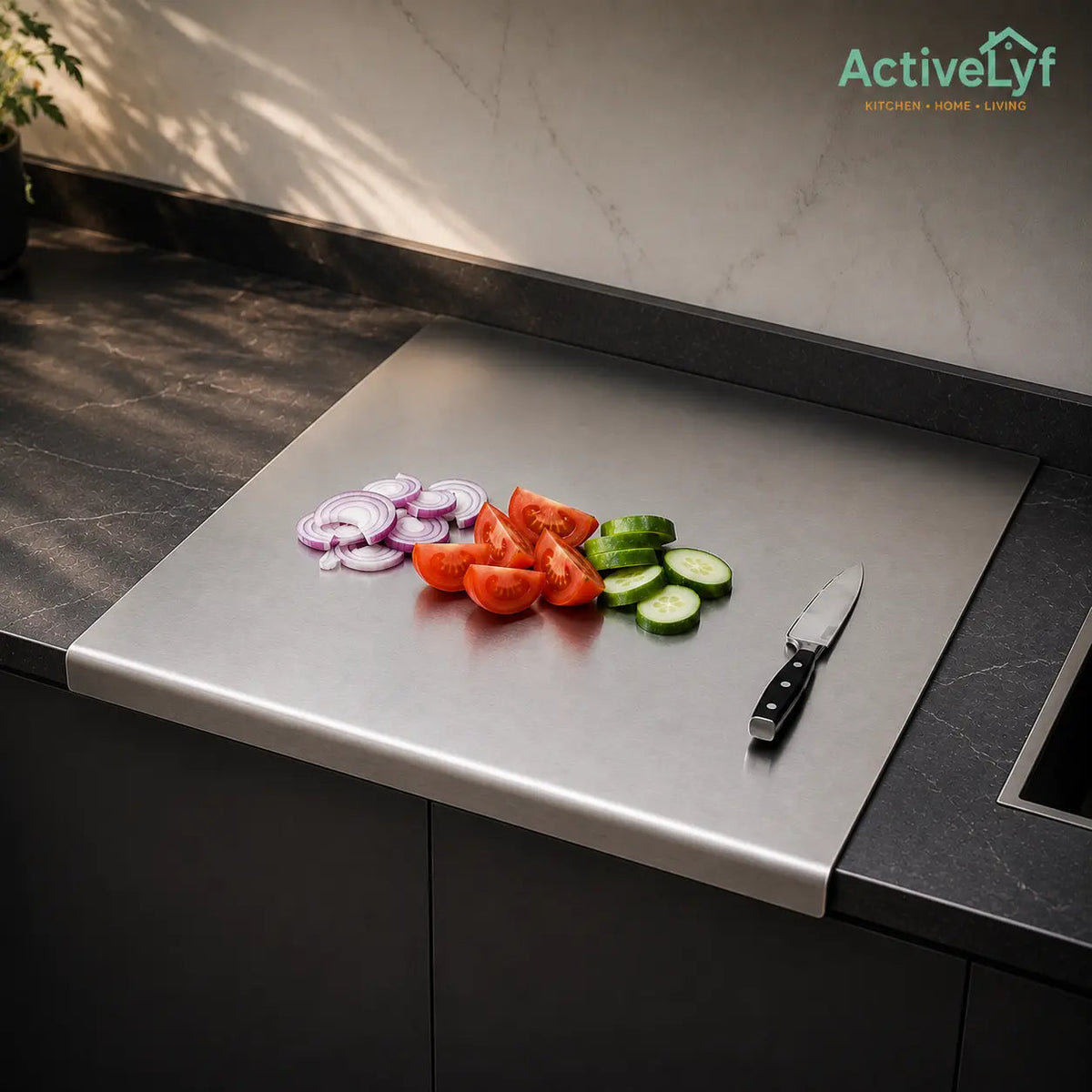 Premium Stainless Steel Cutting Board – Food Safe & Rust Resistant