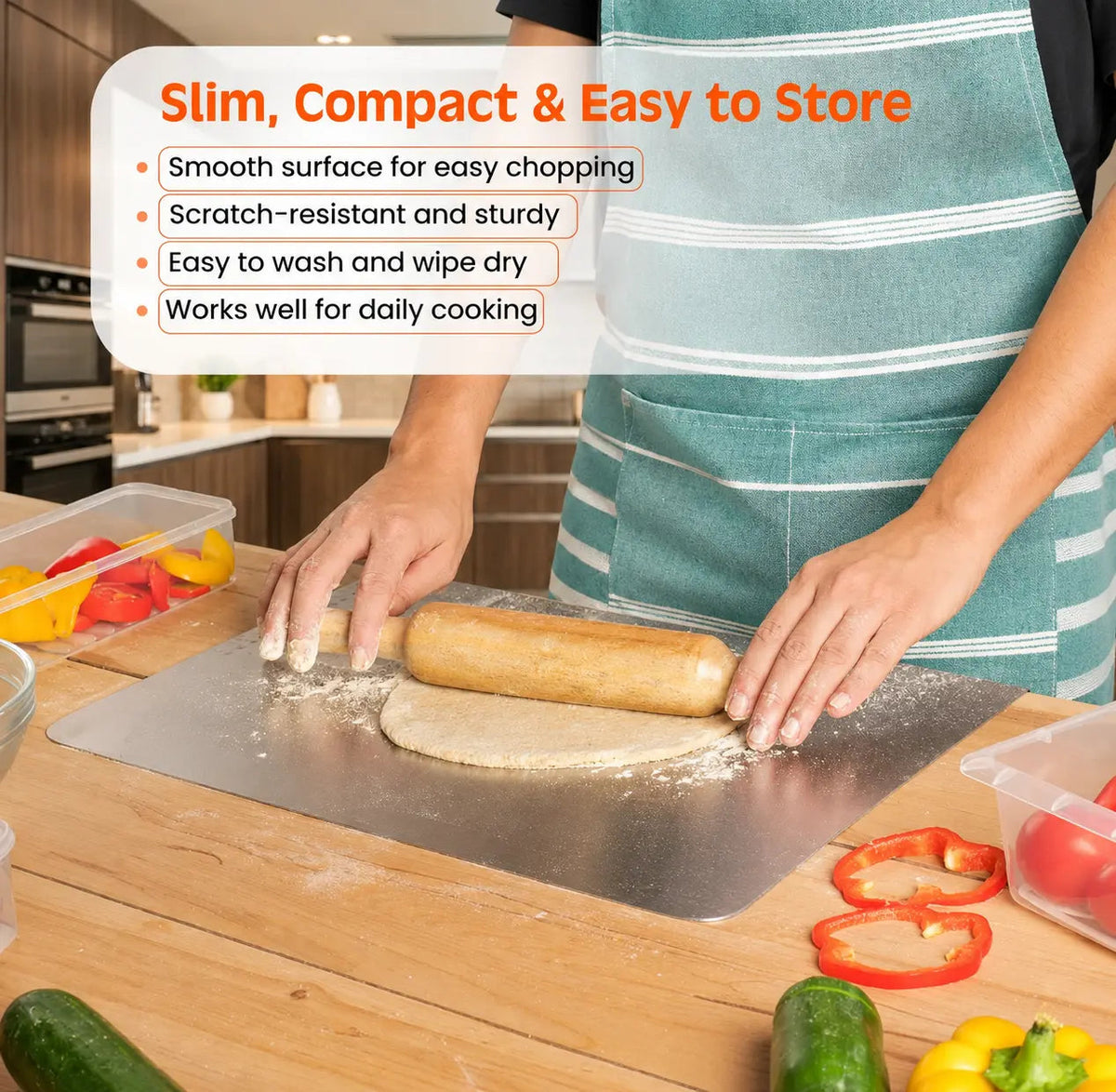 Premium Stainless Steel Cutting Board – Food Safe & Rust Resistant