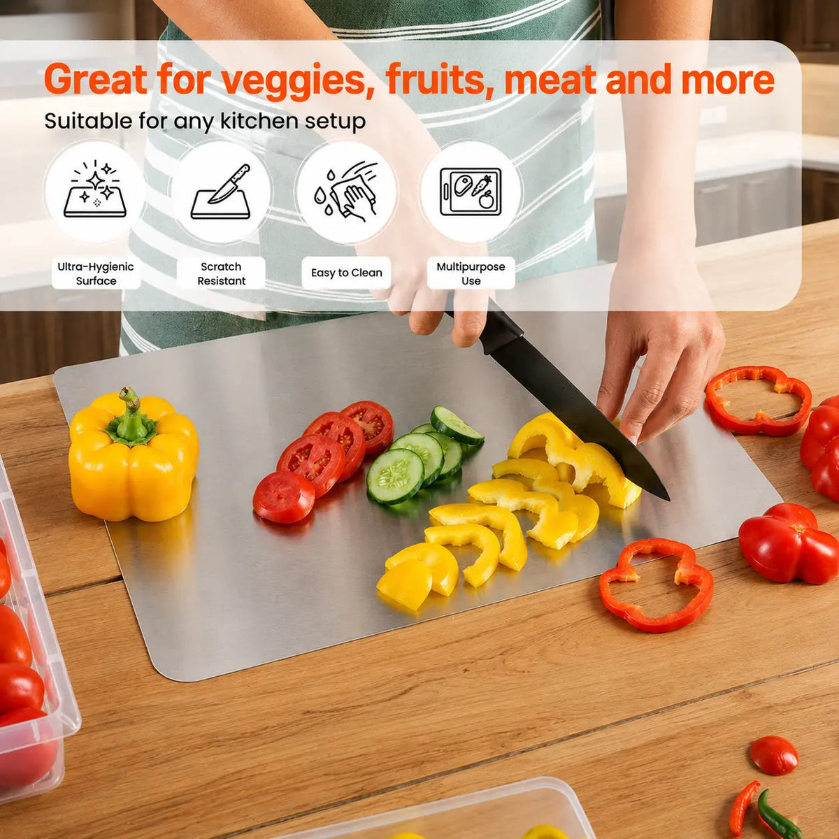 Premium Stainless Steel Cutting Board – Food Safe & Rust Resistant