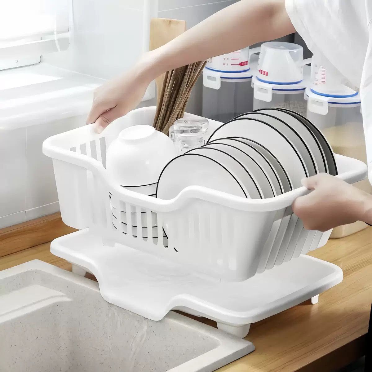 Kitchen Dish Drying Rack with Drain Tray – Multi-Purpose Dish Organizer