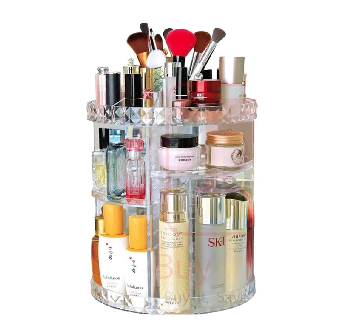 360 rotating crystal makeup organizer