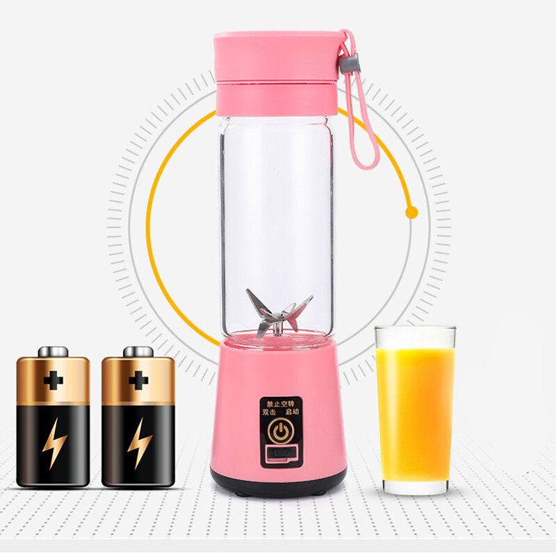 hand juicer maker fruit blender usb blender kitchen mixer kitche-6-Blade Portable Home USB Rechargeable Electric Fruit Extractor Juice Blender Machine(random color)