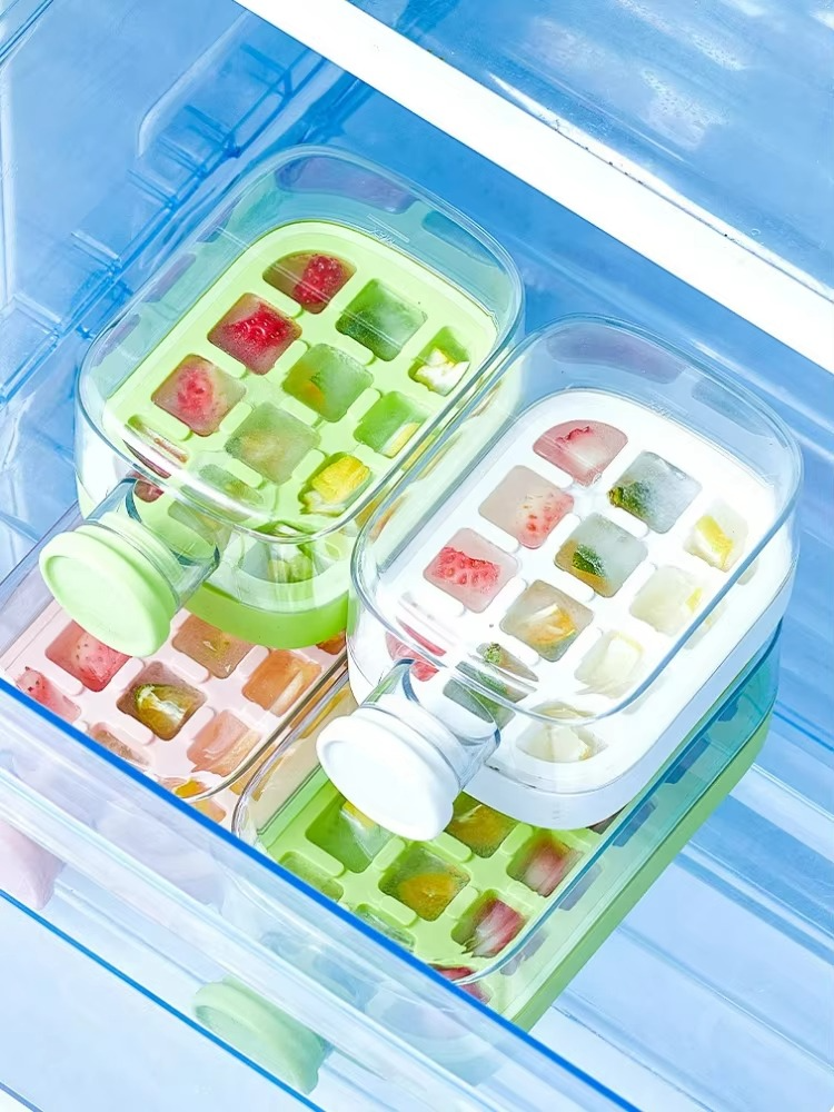 My Crush Cup Ice Cube Tray, Water Bottle Ice Cube Tray, Cool Summer Ice Cube Cup, Upgraded Ice Cube Bottle, Reusable Press-to-Cold Ice Cube Hydration - 500ml - Random Color (Fiber Glass