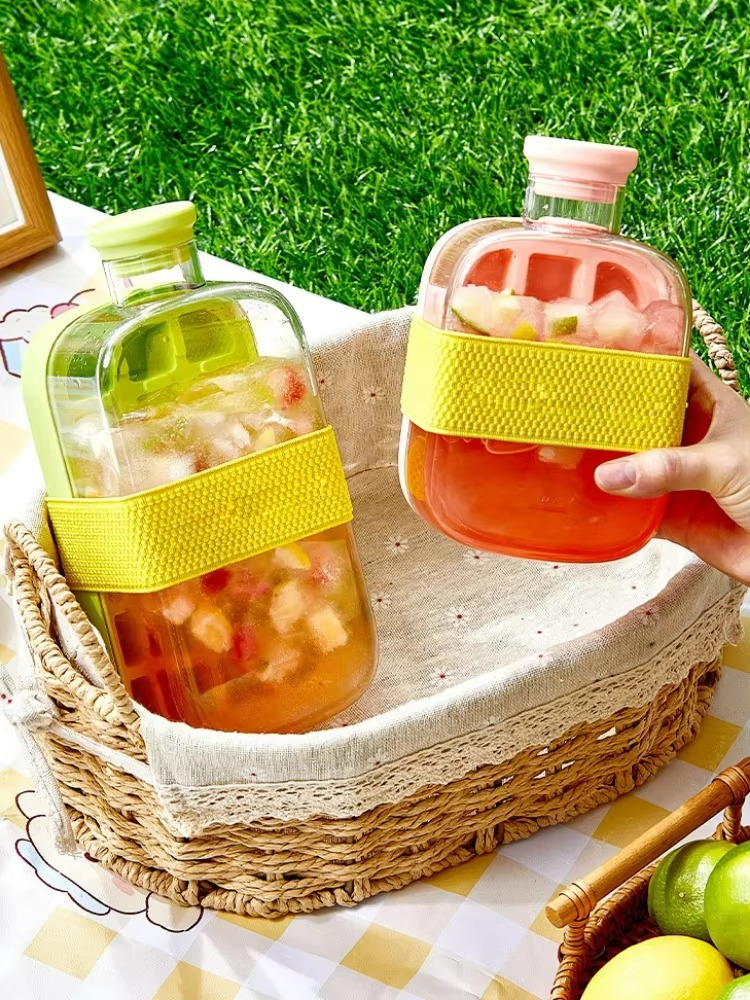 My Crush Cup Ice Cube Tray, Water Bottle Ice Cube Tray, Cool Summer Ice Cube Cup, Upgraded Ice Cube Bottle, Reusable Press-to-Cold Ice Cube Hydration - 500ml - Random Color (Fiber Glass