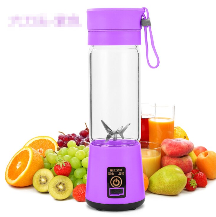 hand juicer maker fruit blender usb blender kitchen mixer kitche-6-Blade Portable Home USB Rechargeable Electric Fruit Extractor Juice Blender Machine(random color)