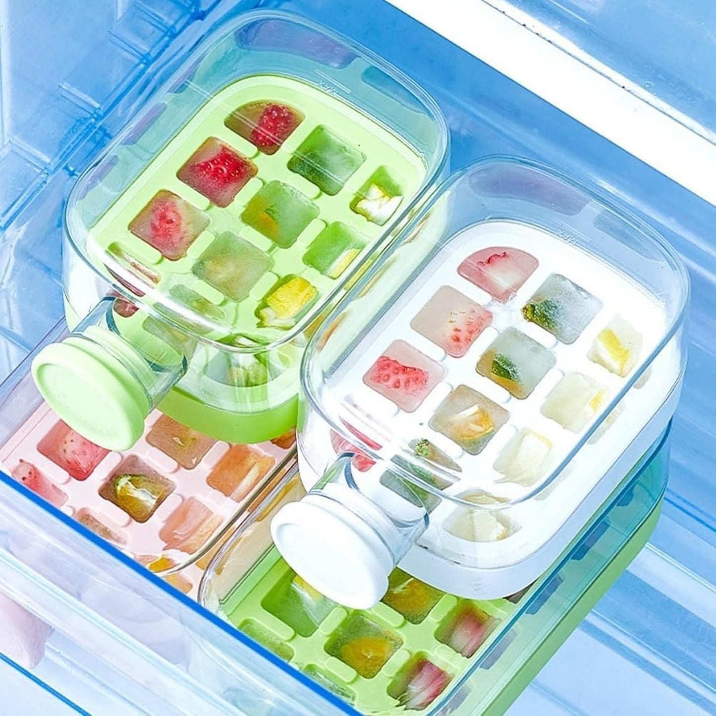 My Crush Cup Ice Cube Tray, Water Bottle Ice Cube Tray, Cool Summer Ice Cube Cup, Upgraded Ice Cube Bottle, Reusable Press-to-Cold Ice Cube Hydration - 500ml - Random Color (Fiber Glass